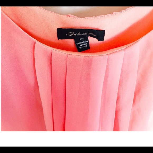 SEDUCTIONS Hi Lo Fit Sheer Mini Dress Peach Size Small - Picture 6 of 7